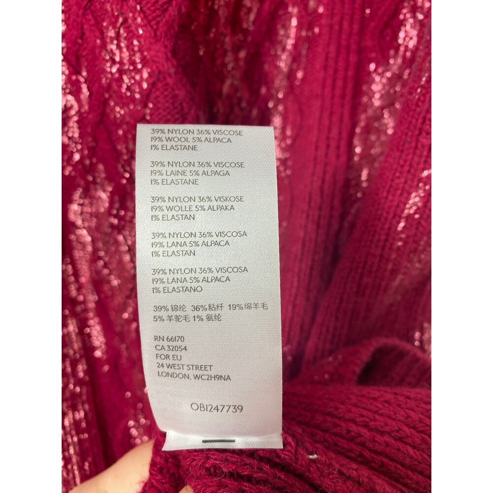 NEW ANTHROPOLOGIE SKIRT KNIT BURGUNDY RED METALLIC FESTIVE PARTY WOOL ALPACA - Picture 9 of 13